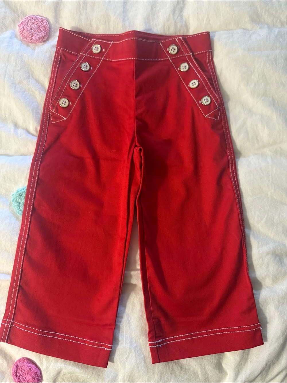 Janie and Jack girls 3T Red Kids Sailor-Style Button Front Bottoms